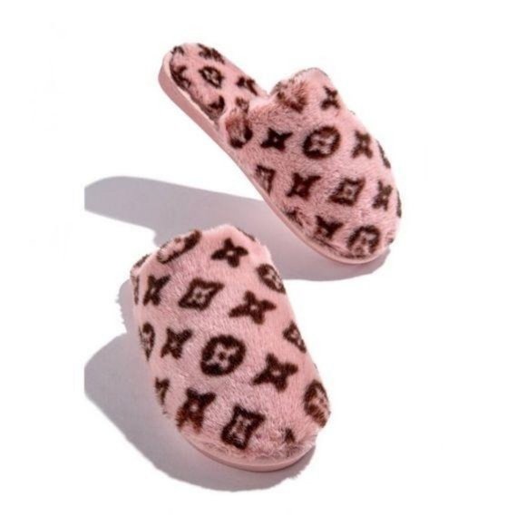 Shoes - “Luxury” Faux Fur House Slippers in Pink